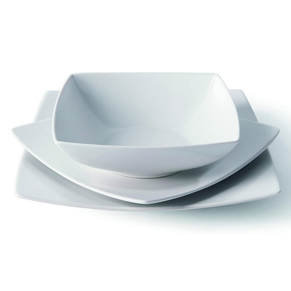 Acquista online Service 18 table plates ECLIPSE white ceramic Excelsa